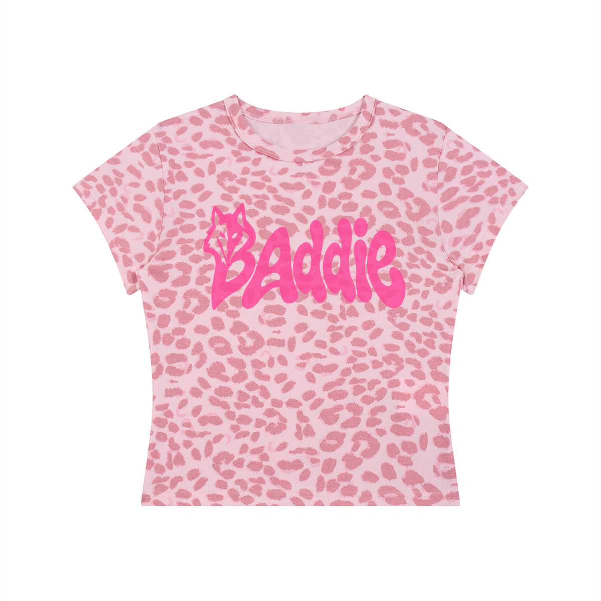 Seugruh Bastien Women’s pink “Baddie” Leopard Print Crop T-Shirt
