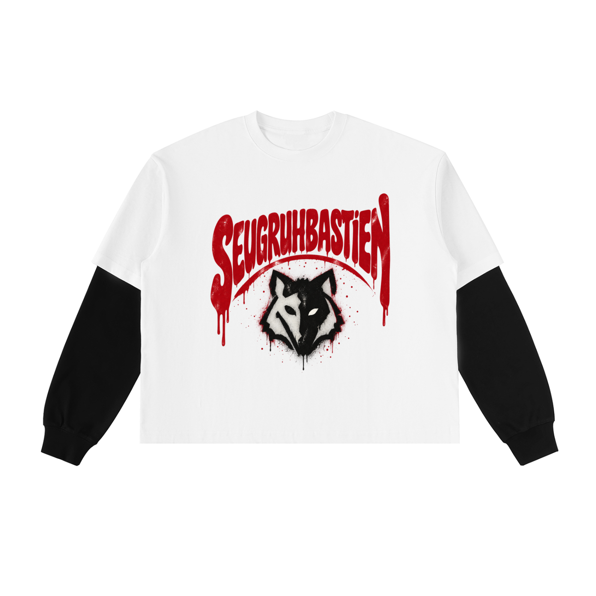 Layered Contrast Sleeve Cotton T-Shirt