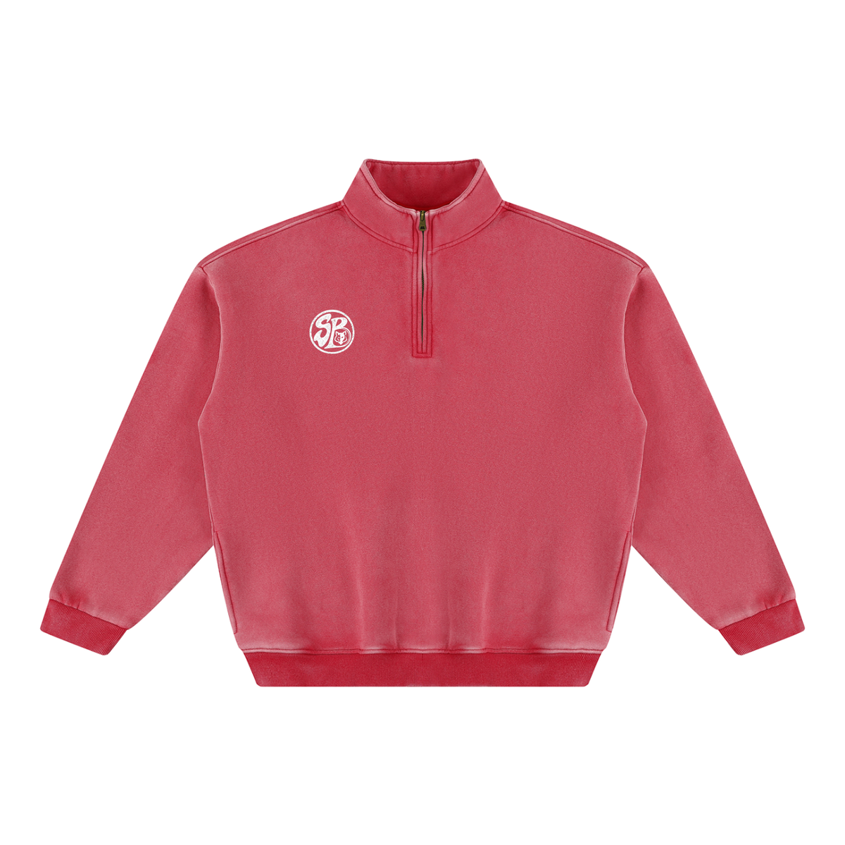 Seugruh Bastien Vintage Wash Quarter-Zip Fleece Sweatshirt