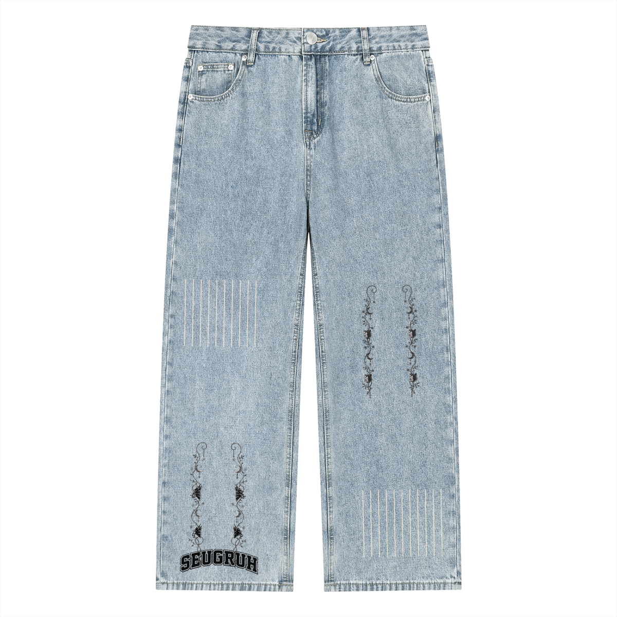 Seugruh Bastien Vintage-Washed Straight-Leg Jeans