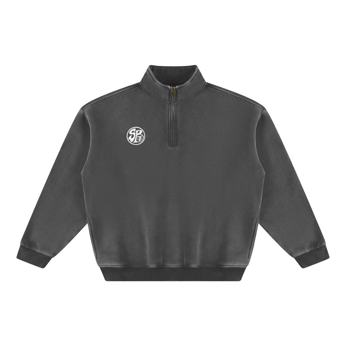 Seugruh Bastien Vintage Wash Quarter-Zip Fleece Sweatshirt