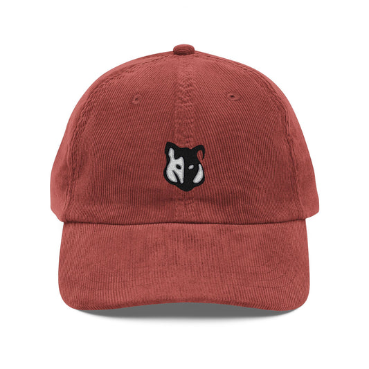 Vintage Corduroy Cap with Embroidered Badger Logo