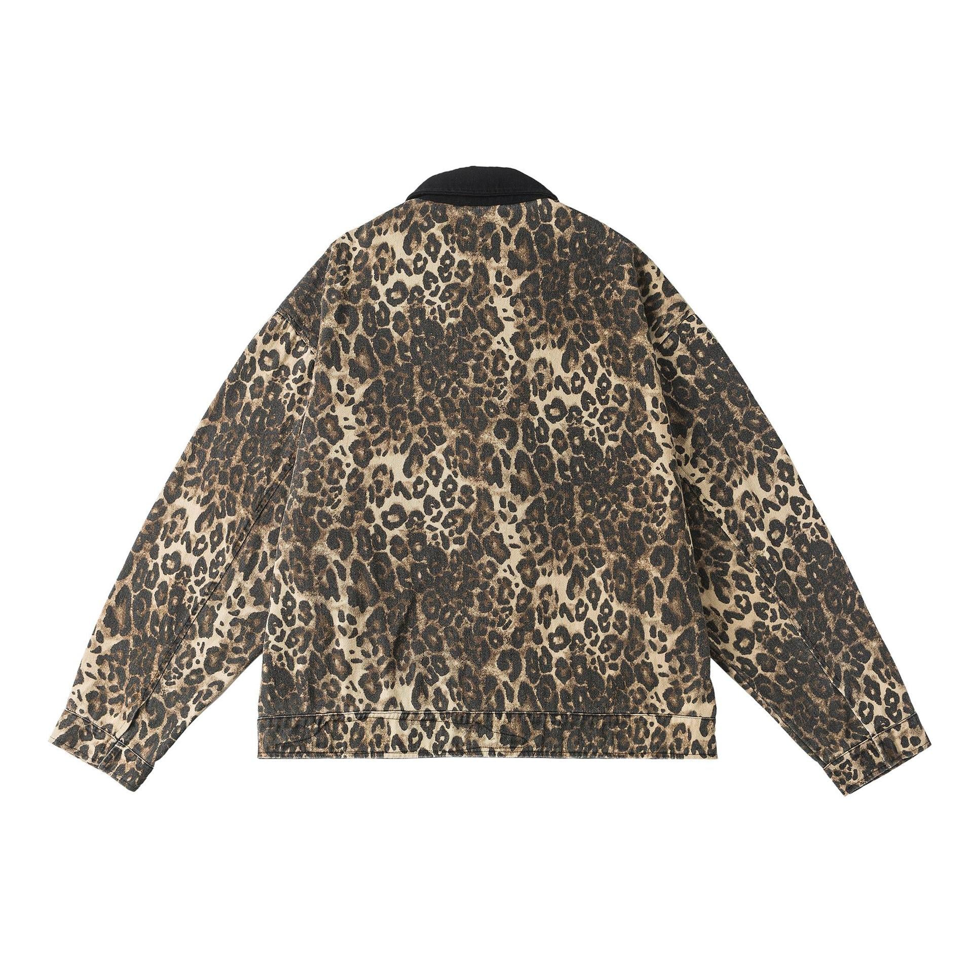 Wolf Leopard Denim Jacket