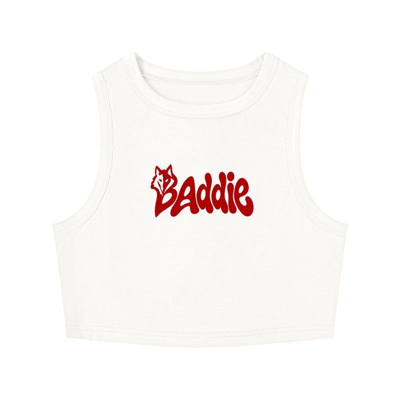 Seugruh Bastien Women's Red “Baddie” Tight Crewneck Crop Tank Top