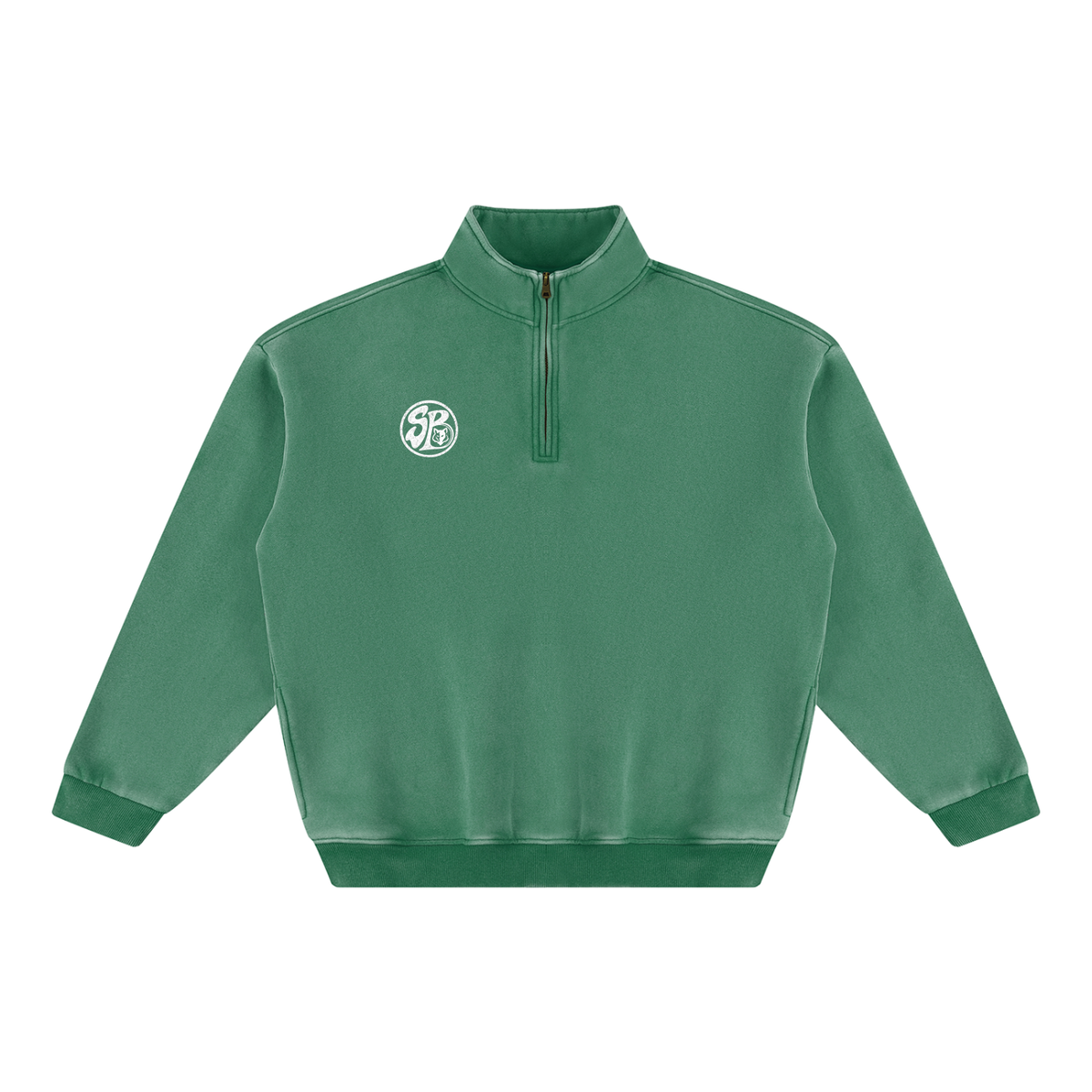 Seugruh Bastien Vintage Wash Quarter-Zip Fleece Sweatshirt