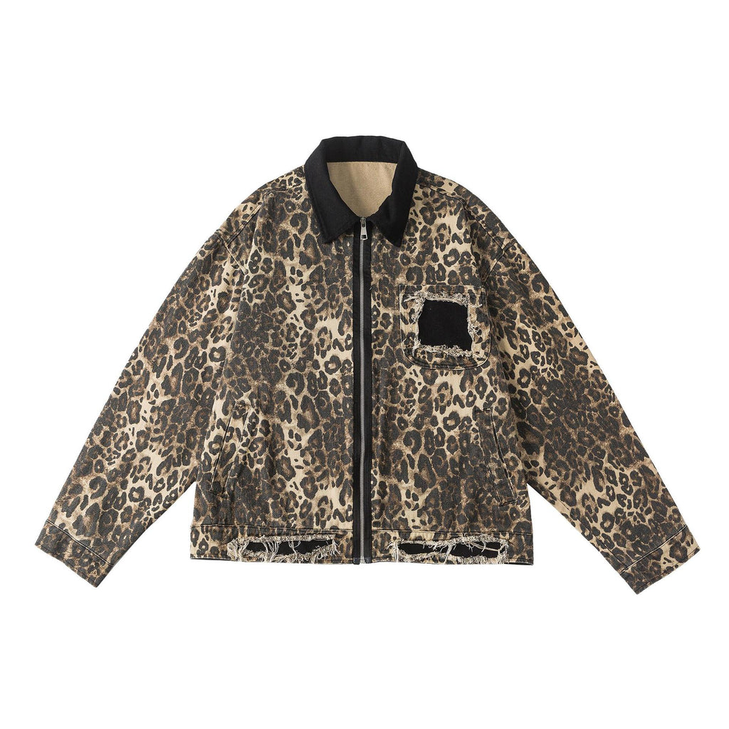 Wolf Leopard Denim Jacket