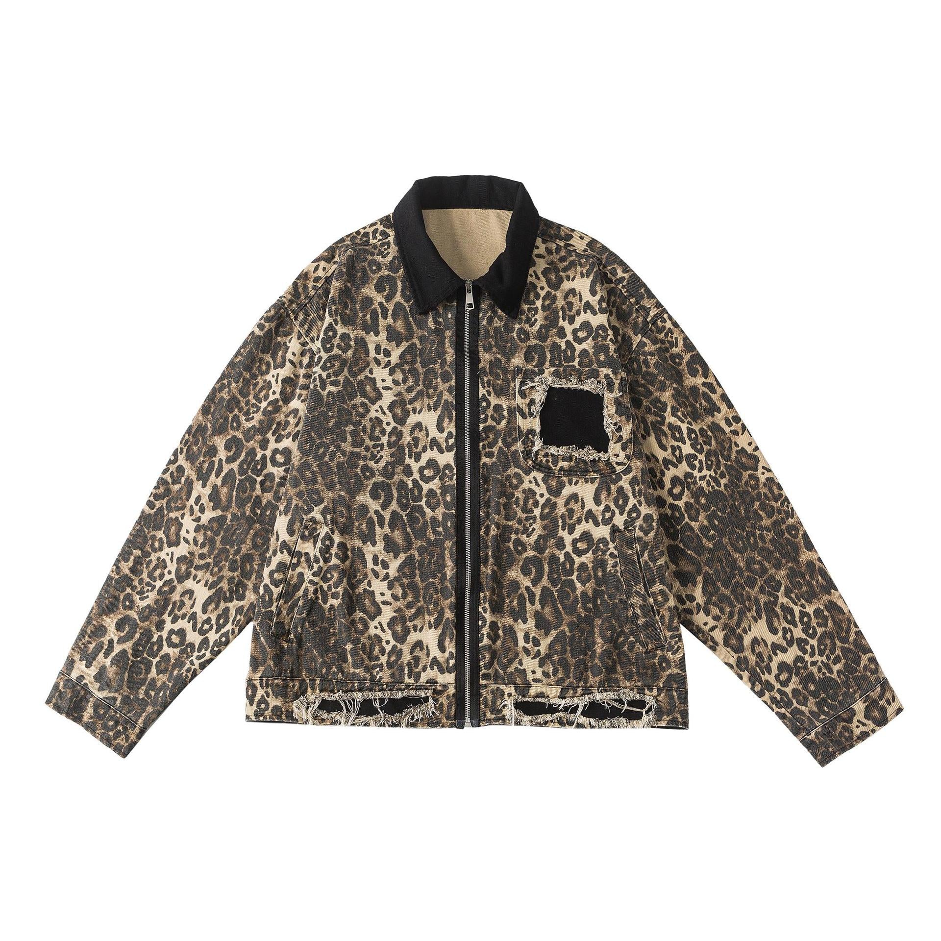 Wolf Leopard Denim Jacket