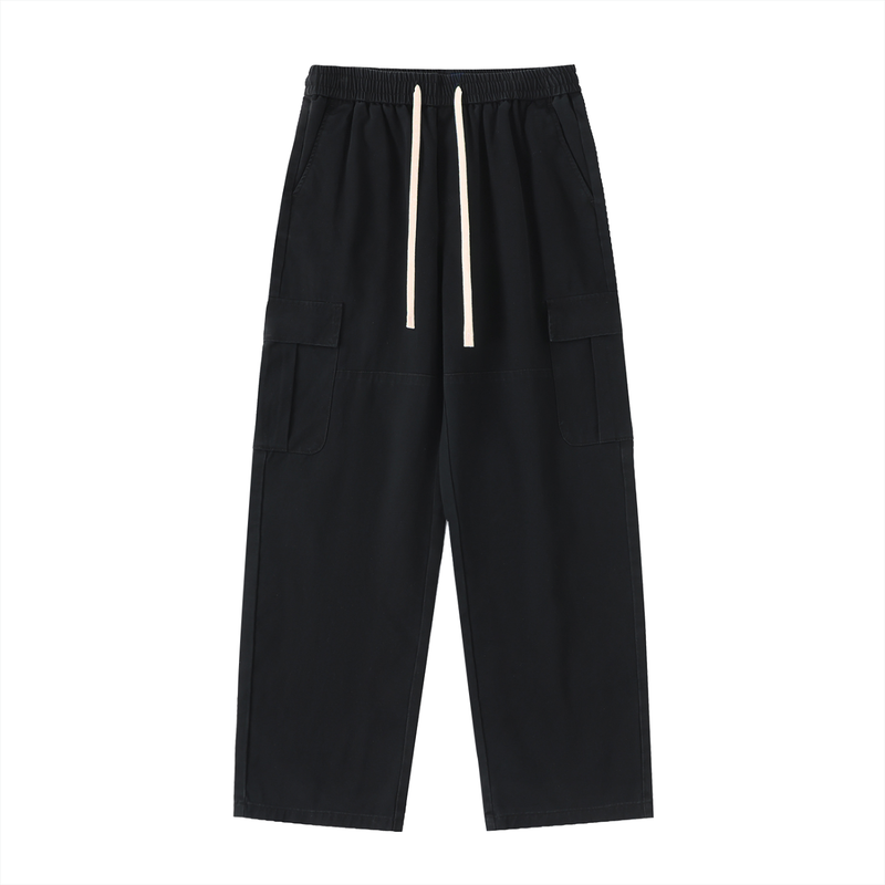 Essential Drawstring Straight-Leg Cargo Pants