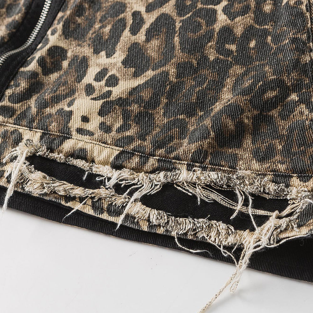 Wolf Leopard Denim Jacket
