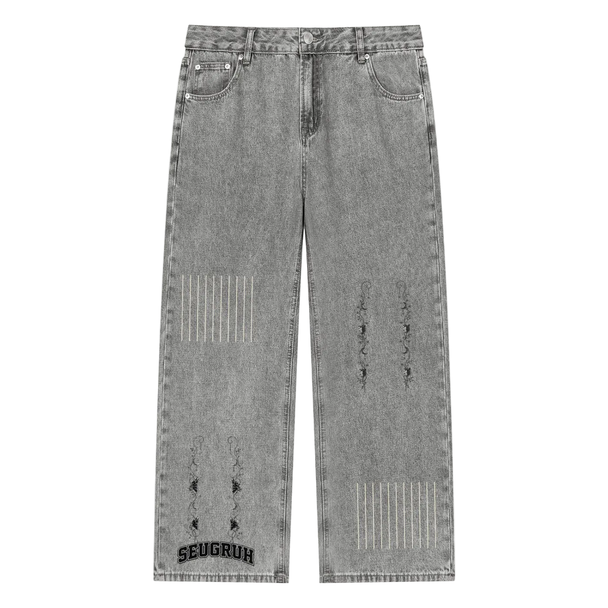 Seugruh Bastien Vintage-Washed Straight-Leg Jeans