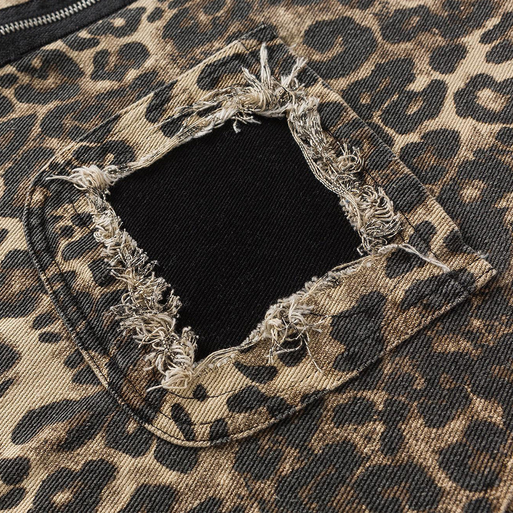 Wolf Leopard Denim Jacket