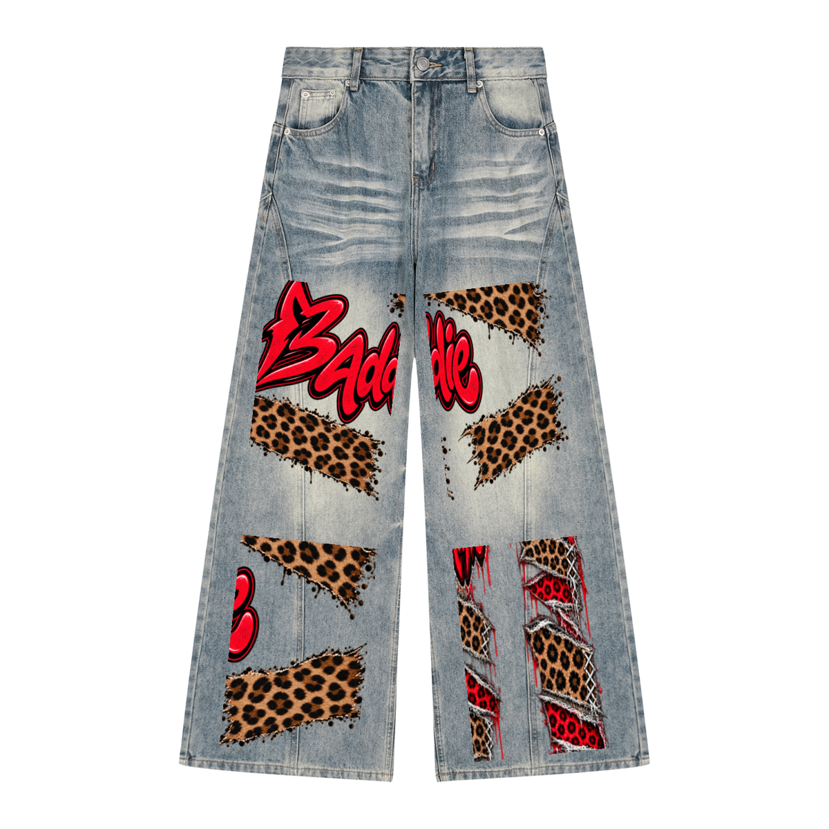 Seugruh Bastien Women’s “Baddie” Vintage Wide Leg Denim Jeans