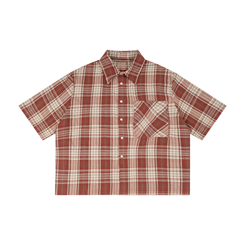 Essential Unisex Plaid Short Sleeve Shirt