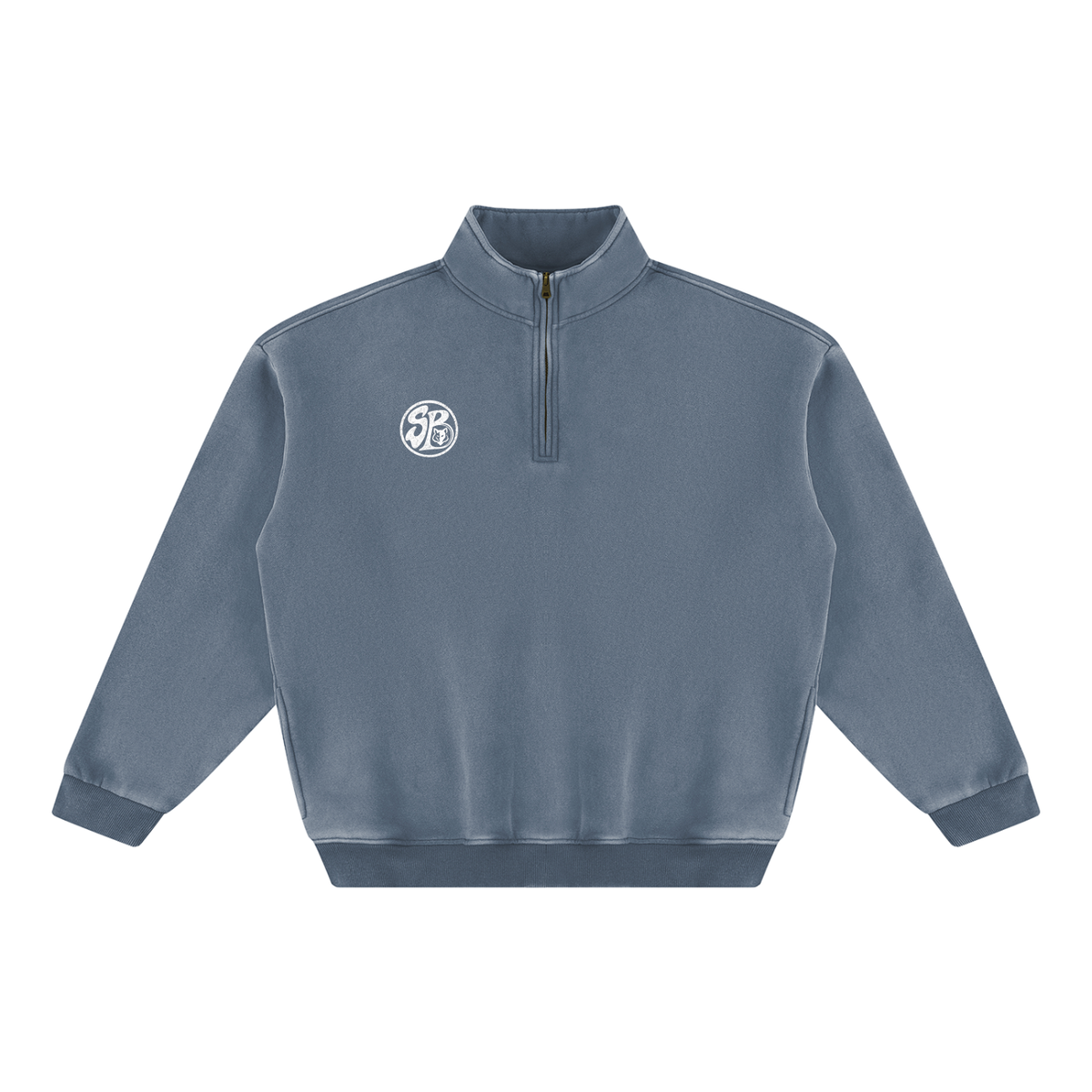 Seugruh Bastien Vintage Wash Quarter-Zip Fleece Sweatshirt