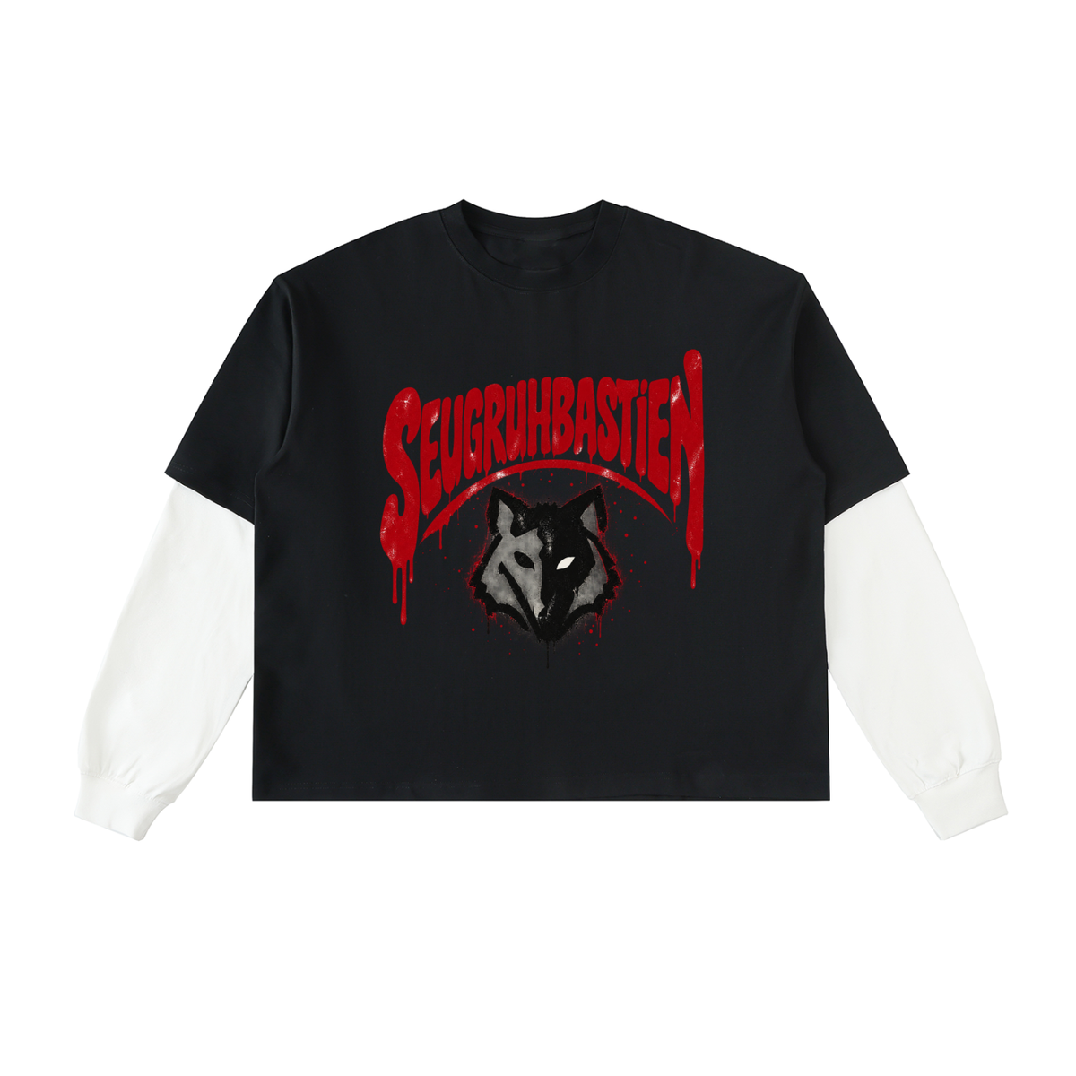 Layered Contrast Sleeve Cotton T-Shirt